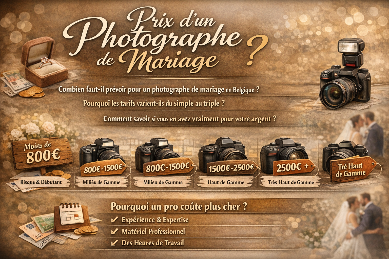 Prix d'un photographe de mariage